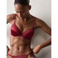 Autograph Silk & Lace Wired Demi Cup Bra A-E Claret