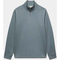 Autograph Pure Cotton Textured Striped Half Zip Jacket Gunmetal