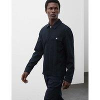 Autograph Pure Cotton Drop Needle Overshirt Dark Navy