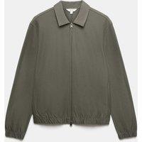 Autograph Pure Cotton Twill Zip Through Overshirt Medium Khaki