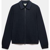 Autograph Pure Cotton Twill Zip Through Overshirt Dark Navy