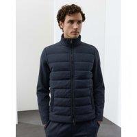 Autograph Padded Hybrid Zip Up Funnel with Wool Dark Navy