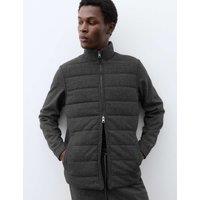 Autograph Padded Hybrid Zip Up Funnel with Wool Grey Marl