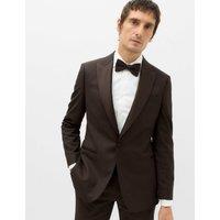 M&S Tailored Fit Stretch Tux Jacket Brown