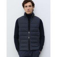 Autograph Padded Hybrid Zip Up Gilet with Wool Dark Navy