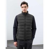 Autograph Padded Hybrid Zip Up Gilet with Wool Grey Marl