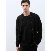 Autograph Cotton Rich Ottoman Knitted Bomber Jacket Black