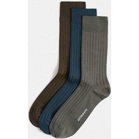 Autograph 3 Pack Egyptian Cotton Rich Ribbed Socks Green Mix