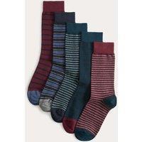 M&S 5 Pack Cool & Fresh Striped Socks Multi