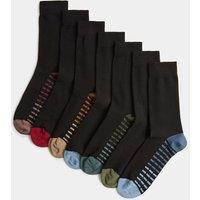 M&S 7 Pack Cool & Fresh Cotton Rich Socks Black Mix