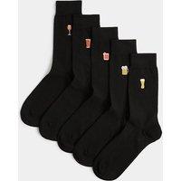 M&S 5 Pack Cool & Fresh Cotton Rich Drinks Socks Black Mix