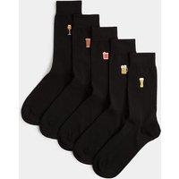 M&S 5 Pack Cool & Fresh Cotton Rich Drinks Socks Black Mix