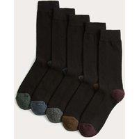 M&S 5 Pack Cool & Fresh Cotton Rich Cushioned Socks Black Mix