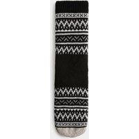 M&S Wool Blend Fair Isle Slipper Socks Black Mix