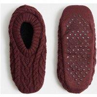 M&S Cable Slipper Socks Burgundy