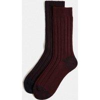 M&S 2 Pack Heatgen Medium Thermal Socks with Wool Burgundy Mix