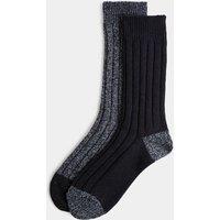 M&S 2 Pack Heatgen Medium Thermal Socks with Wool Navy Mix