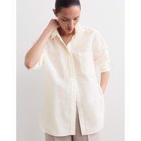 JAEGER Silk Blend Collared Relaxed Shirt White