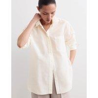 JAEGER Silk Blend Collared Relaxed Shirt White