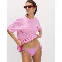 M&S Bead Detail Tie Side Bikini Bottoms Pink