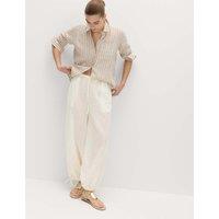 M&S Pure Cotton Bubble Hem Beach Trousers Ivory