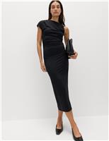 Jersey Hardware Ruched Midaxi Bodycon Dress