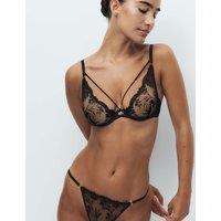M&S Alessia Embroidered Wired Plunge Bra A-E Black