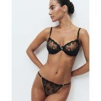 M&S Alessia Embroidery Wired Balcony Bra (A-E) Black