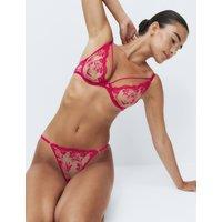 M&S Embroidered Wired Plunge Bra Fuchsia