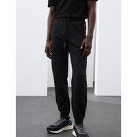 Autograph Pure Cotton Cuffed Drop Needle Joggers Black
