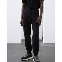 Autograph Pure Cotton Cuffed Drop Needle Joggers Black