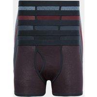 M&S 5 Pack Cotton Stretch Striped Trunks Burgundy Mix