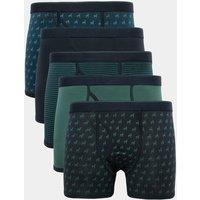 M&S 5 Pack Cotton Stretch Stag Print Trunks Teal Mix