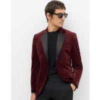 M&S Tailored Fit Velvet Blazer Burgundy