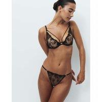 M&S Alessia Floral Embroidery Tanga Thong Black