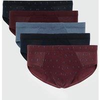 M&S 5 Pack Pure Cotton Geometric Print Briefs Burgundy Mix