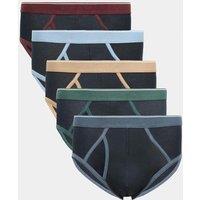 M&S 5 Pack Cotton Stretch Briefs Black Mix
