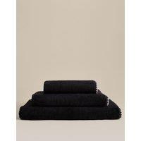 M&S Egyptian Cotton Blanket Stitch Towel Black