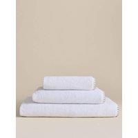 M&S Egyptian Cotton Blanket Stitch Towel White