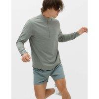 Goodmove Supersoft Funnel Neck Half Zip Top Dark Sage
