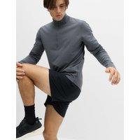 Goodmove Supersoft Funnel Neck Half Zip Top Black Mix