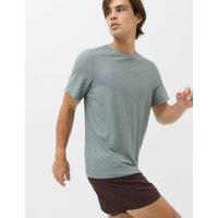 Goodmove Activewear Jacquard Mesh Stripe T-Shirt Dark Sage