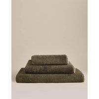 M&S Egyptian Cotton Blanket Stitch Towel Khaki