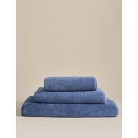 M&S Egyptian Cotton Blanket Stitch Towel Denim