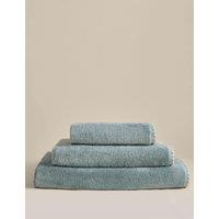 M&S Egyptian Cotton Blanket Stitch Towel Seafoam