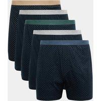 M&S 5pk Pure Cotton Jersey Boxers Navy Mix