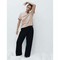 M&S Pure Cotton Pyjama Set With Woven Bottoms Black Mix