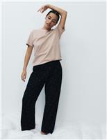 Pure Cotton Pyjama Set With Woven Bottoms