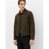 M&S Leather Nubuk Harrington Jacket Khaki