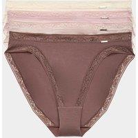Autograph 4pk Modal Rich with Silk High Leg Knickers Medium Brown